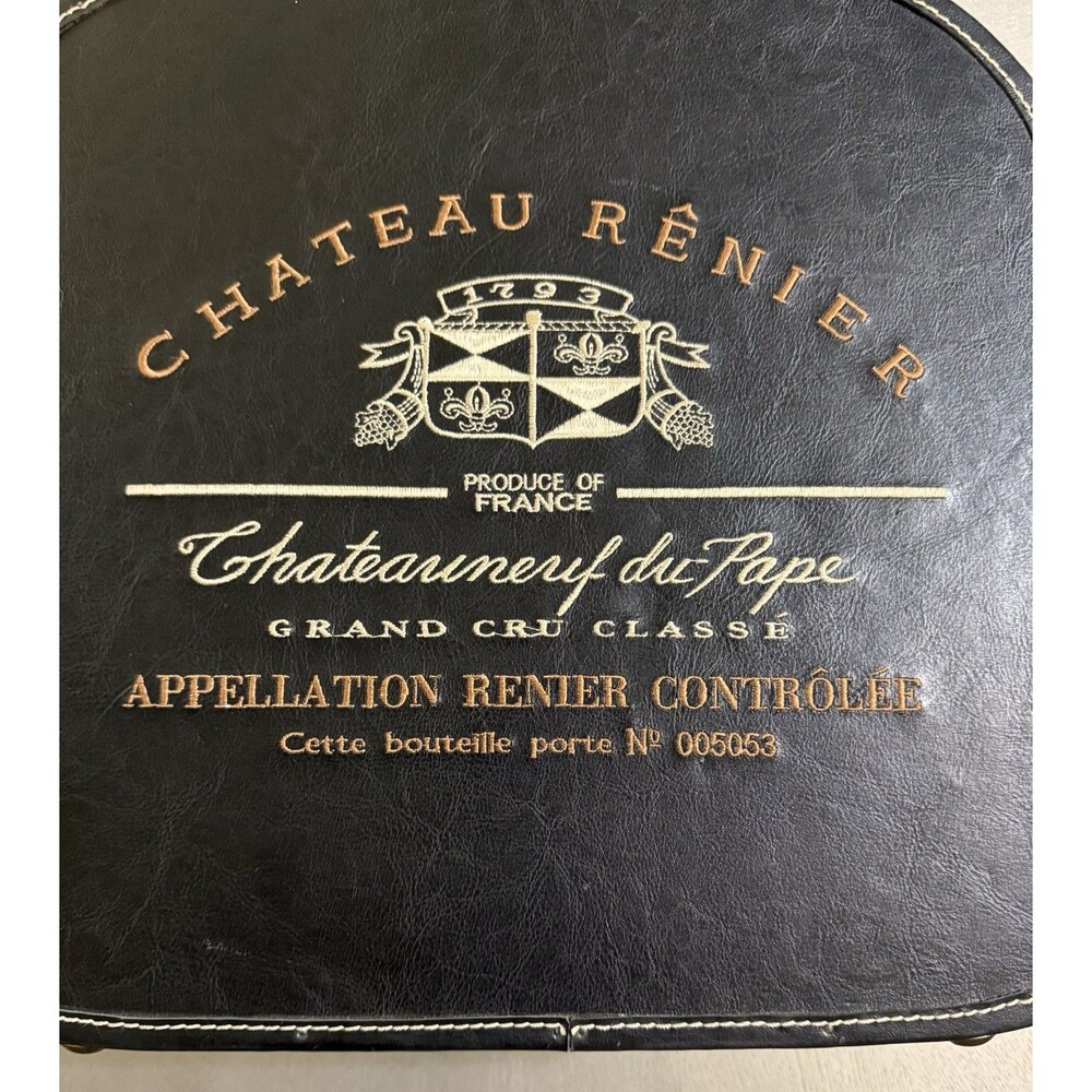Vintage Mid- Century Chateau Rênier French Wine Leather Case / Storage Box